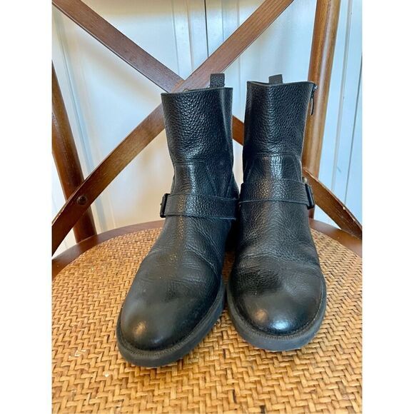 Nine West Hanzil pebbled black leather combat moto boots size 6 - Picture 7 of 8